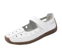 Chaussures pour femme Sandales larges en cuir respirant avec découpe décontractée sans semelle pour un usage quotidien, blanc, 37 EU