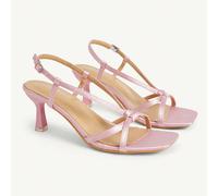 Chaussures pour femmes à bride croisée, bout ouvert, bout carré, talons aiguilles, mode, pour le travail, rose lotus, en satin, sandales à talons pour rendez-vous, vacances et thé de l'après-midi EUR3