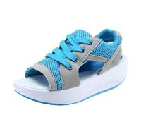 Chaussures pour femmes de grande taille Sandales de d'été Sandales décontractées la et polyvalentes bouche poisson compensées semelles épaisses Compensées Nues Pour Femmes Habillées Bout (Blue, 38)