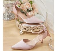 Chaussures pour femmes, nouveau design avec nœud à l'arrière, bout pointu, talon fin, talons hauts sexy, élégants et de tempérament. Chaussures à talons carrés en soie pour femmes, chaussures à talons