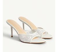 Chaussures pour femmes Nouveauté d'été Talons aiguilles à bout rond brodés, Sandales à talons hauts élégantes et à la mode en maille, Sandales à talon de rosée, Convient pour les mariages, la Saint-Va