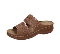 Chaussures pour femmes, sandales compensées à semelles épaisses, sandales à une jambe creuses à fleurs à la mode Rétro et moderne