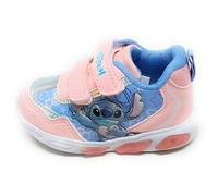 Chaussures pour fille avec Stitch, baskets roses et bleues avec fermeture à déchirure, semelle en caoutchouc blanc avec lumières intégrées, rose, 22 EU