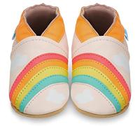 Chaussures pour fille en cuir souple, chaussures pour bébé, premiers pas, avec semelle en daim, bottines pour bébé, Arc-en-ciel., 2-3 anni