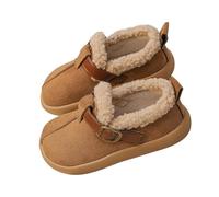 Chaussures pour filles avec boucle à fermeture éclair - Doublure en polaire de couleur unie - Chaussures d'extérieur épaisses à semelle souple - Confortables et chaudes - Coupe large - Bottes amples