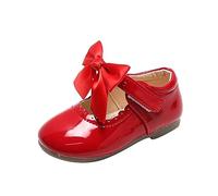 Chaussures pour filles sandales grandes filles été et automne filles bottes mignonnes plates couleur unie tête ronde ruban nœud crochet boucle petites filles tongs taille 11, Rouge, 30 EU