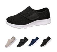 Chaussures pour homme diabétiques extra larges légères et respirantes avec sangle réglable et fermeture facile pour pieds enflés et fasciite plantaire, blanc, 41 1/3 EU