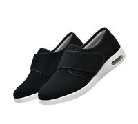 Chaussures pour Personnes âgées en Maille Respirante,Swollen Feet Extra Wide Width Easy on & Off Walking Sneakers Diabetic Air Cushion Slip-on Orthopedic Sandals.Black,47