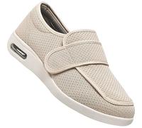 Chaussures pour Pied Gonflé Oedeme Chaussons Elargissement Réglable Respirantes avec Soutien Chaussures de Marche à Enfiler à Coussin d'air pour Femmes (Color : Beige, Size : 41 EU)