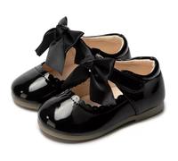 Chaussures pour tout-petites filles - Chaussures Mary Jane plates pour filles - Chaussures de fête, mariage, anniversaire, école - Chaussures décontractées en tissu doux à fleurs pour filles, Noir
