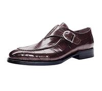 Chaussures professionnelles en cuir pour homme - Lacets classiques - Bout pointu - Talon bloc - Antidérapantes - Tendance - Large - Pour le bureau et les loisirs, bordeaux, 43.5 EU