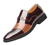 Chaussures rehaussantes invisibles for hommes, chaussures formelles de fête d'affaires Oxford en cuir à enfiler, chaussures décontractées confortables antidérapantes à bout pointu(Brown,41 EU)