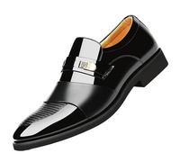 Chaussures rehaussantes invisibles for hommes, chaussures formelles de fête d'affaires Oxford en cuir à enfiler, chaussures décontractées confortables antidérapantes à bout pointu(Black,42 EU)