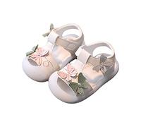 Chaussures respirantes pour bébé fille - Sandales à bout ouvert - Sandales souples pour bébé de 0 à 3 filles, Blanc., 21 EU 3X-Étroit