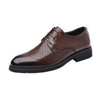 Chaussures richelieu respirantes à bout golf for hommes, style Oxford, en cuir espagnol, respirantes, à lacets, classiques, for affaires, fête, mariage, antidérapantes, décontractées(Brown,40 EU)