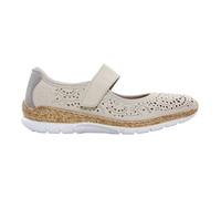 Rieker - Ballerines Emboitant Beige à Semelle Blanche avec Une Bande Auto-agrippante