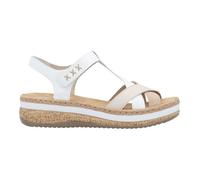 Rieker – Sandales talon compensé V0919 – Blanc – Talon 4,5 cm – Fermeture scratch – 40