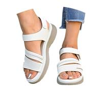 Chaussures romaines à talon incliné avec ceinture creuse sur le côté pour femme - Sandales d'été tendance pour femme, blanc, 37.5 EU