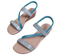 Chaussures romaines décontractées sur le côté creux avec boucle de ceinture pour femme, bleu ciel, 5 UK 3X-Narrow