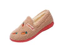 Chaussures roses - Chaussons d'hiver pour femme - Talon intérieur chaud et doux - Semelles épaisses - Chaussures de lune - Semelle antidérapante - Comfy Crew - Pantoufles chaudes - Pantoufles de Noël