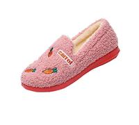 Chaussures roses - Chaussons d'hiver pour femme - Talon intérieur chaud et doux - Semelles épaisses - Chaussures de lune - Semelle antidérapante - Comfy Crew - Pantoufles chaudes - Pantoufles de Noël
