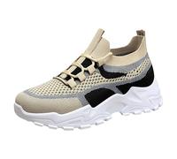 Chaussures Running Femme Basket sans Lacets Womens Shoes Ethnic Casual Shoes Summer Fashion Hollow Breathable Flat Heel Soft Sole Casual Course Running Baskets de Sport Outdoor (Brown,38)