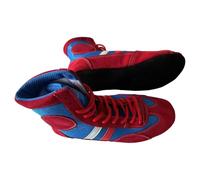 Chaussures Sambo - Bottes Sambo à Semelle Souple for Arts Martiaux, Chaussures de Lutte, Boxe, Combat, compétition d'entraînement, Unisexe(Red,44)