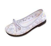 Chaussures simples pour femme - Chaussures plates à bout rond - Chaussures basses - Tendance - En lin floral - Respirantes - Broderie - Chaussures d'été - Chaussures de tous les jours, bleu, 37 EU