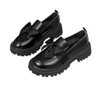 Chaussures simples pour femme en grande taille pour le printemps et l'automne, nouveau style britannique épais, un pied de petites chaussures en cuir à talons pour femmes, largeur large, Noir , 39 EU