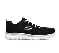 Skechers Femme Graceful-Get Connected Baskets, Noir Mesh Blanc Trim, 36 EU