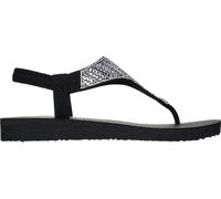 Skechers Meditation Glamorous Muse Tongs pour femme, noir/argenté, 41 EU