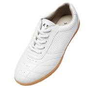 Chaussures Tai-chi Kung Fu pour Femme,Chaussures de Cuirs Sports de Arts Martiaux pour Homme, Chaussures D'entraînement Taekwondo de Boxe Karaté Chaussures de Shao Lin Qi Gong (Size:42EU,Color:Blanc)
