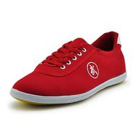 Chaussures Tai-chi Kung fu pour Femme,Chaussures de Toile de Arts Martiaux pour Homme, Chaussures D'entraînement Taekwondo de Boxe Karaté Chaussures de Sports Wing Chun (Size:43EU,Color:Rouge)
