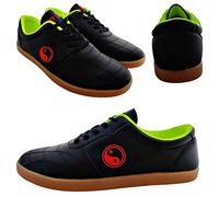 Chaussures Tai Chi wu Shu Kung Fu Karate Taekwondo Chaussures Baskets Sport Gym Arts Martiaux Antidérapant, Noir et vert., 46 EU