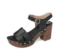 Chaussures Talon Femme Pieds Larges Chaussure Été Sandales À Talons Hauts Et Plateformes Sexy pour Femmes,Chaussures À Talons Épais Et À Bout Ouvert,Chaussure de Plage Sandales Mules (Black,40)