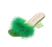 Chaussures Talon Femme Sexy,Pantoufles Talon en Peluche Mode Verresandales Hautes Dames Chaussures Respirant Vin Transparent Talons Hauts Femmes
