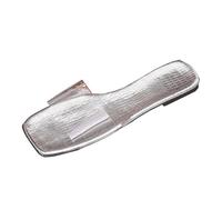 Chaussures tendance pour femme - Sandales en plastique transparent avec bout ouvert et pointe carrée - Largeur H - Bleu, argenté, 42 EU