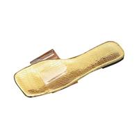 Chaussures tendance pour femme - Sandales en plastique transparent avec bout ouvert et pointe carrée - Largeur H - Bleu, or, 40 EU