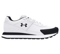 Under Armour Essential Runner Hommes, chaussures de sport ultra-légères, respirantes et confortables, chaussures homme en daim au look rétro, White / Black / Black, 9, White / Black / Black, 40
