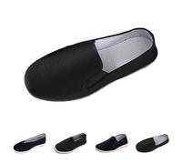 Chaussures unisexes en tissu de Pékin, faites à la main, style chinois traditionnel, à enfiler, semelle en coton respirant, chaussures en toile noire pour hommes et femmes, chaussures d'art martial