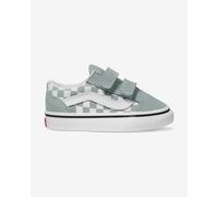 Chaussures Vans Old Skool velcro gris bleuté blanc bébé - 25.5