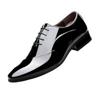 Chaussures vernies pour homme - Bout pointu - Antidérapantes et légères - Confortables - En cuir - Couleur unie - Respirantes - Élégantes - Pour l'extérieur, le travail, les mariages - Pointure 38-48