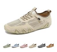 Chaussures Vogany, chaussures de sport décontractées, chaussures Beck, chaussures d'extérieur en maille faites à la main, chaussures en alpaga, lacets réglables, confortables et respirantes(Khaki,47 E