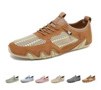 Chaussures Vogany, chaussures de sport décontractées, chaussures Beck, chaussures d'extérieur en maille faites à la main, chaussures en alpaga, lacets réglables, confortables et respirantes(Brown,43 E