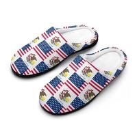 Chaussuresm Drapeau Des États-Unis Et De L'Illinois Slippers | Pantoufle chauds Fuzzy pantoufles antidérapantes Pour chambre à coucher Fête Hôtels