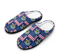 Chaussuresm Drapeau Des États-Unis Et Du Maine Slippers | chaussuresm antidérapantes Pantoufle duveteux Pour Camping Voyages chambre à coucher
