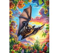 Chauve-souris dans un ciel au coucher du soleil 300 Pieces Casse-tête Adulte En Carton Rigide Animaux et plantes Très Difficile Niveau Expert Thérapie Occupationnelle Anti-Stress Cadeau Fête Des Pères