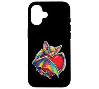 Chauve-Souris étreignant la Saint-Valentin en Forme de cœur, Couleur cœur, créatures Arc-en-Ciel Coque pour iPhone 16