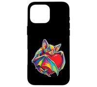 Chauve-Souris étreignant la Saint-Valentin en Forme de cœur, Couleur cœur, créatures Arc-en-Ciel Coque pour iPhone 16 Pro Max