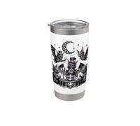 Chauve-souris gothique pour fête mignonne Vampire Violet lune étoiles Gobelet isotherme en acier inoxydable double paroi